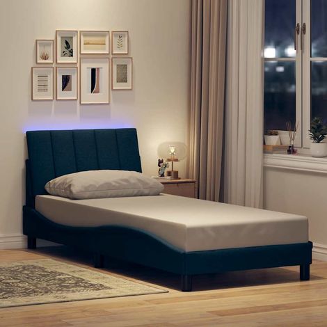 vidaXL Cadre de lit sans matelas Hanko bleu 90x190 cm tissu (1/5)