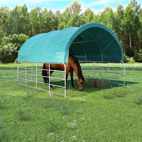 Tente pour bétail-Abri pour bétail PVC 3,7x3,7 m Vert (1/5)