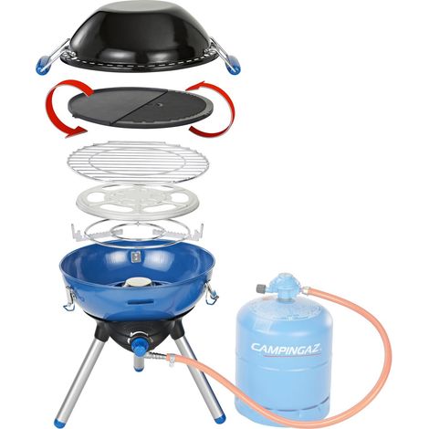 Campingaz – Barbecue portable à gaz 2000W – 2 brûleurs – Allumage piezo – Bac à eau récupérateur de graisses – Sac de transport inclus