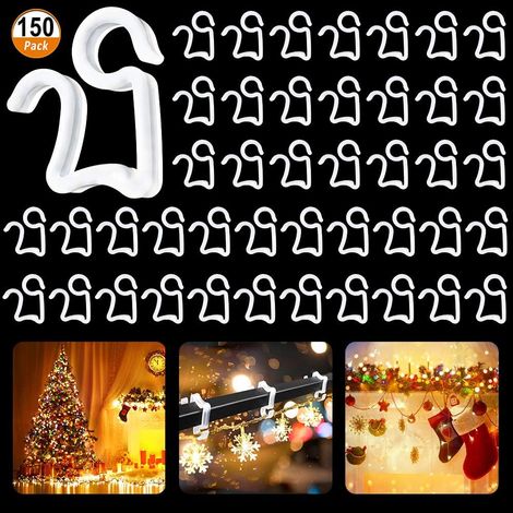 Haken für Weihnachtslichter, 150 Stück, weiße Weihnachtslichter-Clips, Mini-Clips, Kunststoff-Dachrinnenhaken für den Außenbereich, für dekorative Lichter im Freien, schaffen ein warmes Ambiente