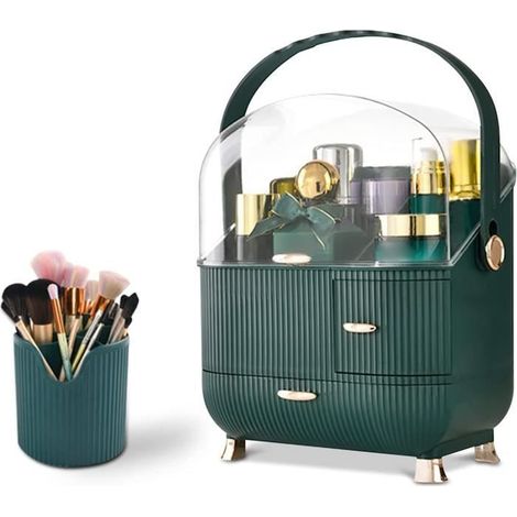 Boîte de Rangement,Organisateur Maquillage Bureau Tiroirs Rangement de Bijoux pour La Maison Boite Organisateur Maquillage - Vert (1/4)