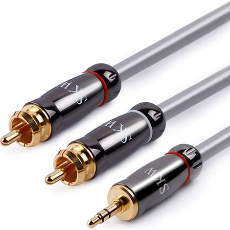 3.5mm Male to 2 RCA Male Cable, Copper Stereo Aux Y Splitter Cable 2M (1/5)