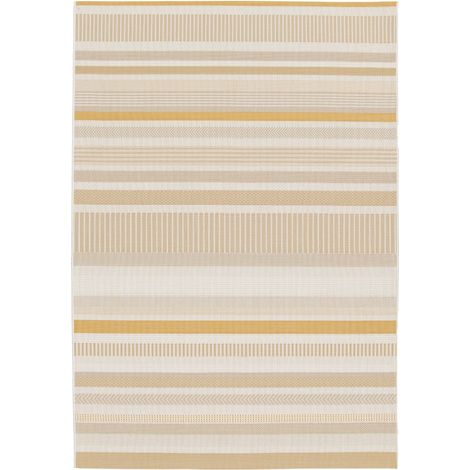 SUNSHINE STRAT - Tapis extérieur intérieur moderne lignes jaune beige 160x230