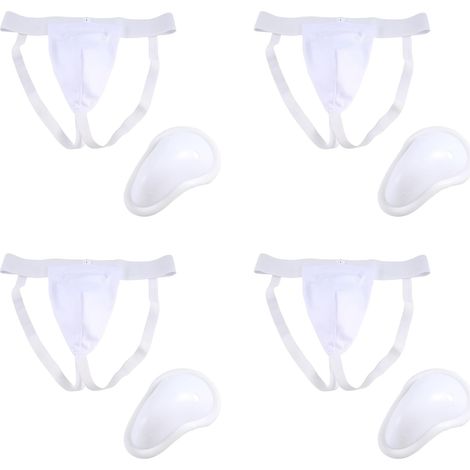 4X Aine Protector Cup Men, Kickboxing Muay Groin Guard, Ventilé Réglable, Fighting Training L (1/5)