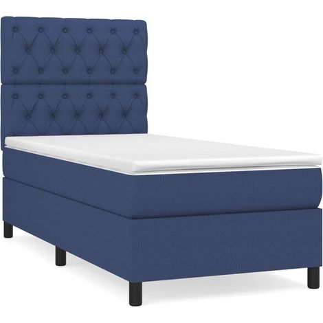 Cadre de lit en tissu, matelas inclus, bleu, 80 x 200 cm (1/5)