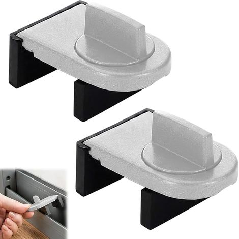 2 Pièces Bloque Porte Coulissante, Verrou Baie Vitrée Coulissante, Sécurité Baie Vitrée Coulissante, Entrebailleur Fenêtre Sans Perçage, Serrure Porte Coulissante, Fermeture Baie Coulissante, Argenté (1/5)