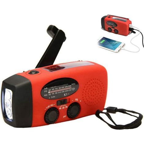 Radio solar de emergencia, radio de manivela autoalimentada con linterna LED, radio meteorológica AM/FM/NOAA con batería recargable de 2000 mAh para cargar teléfonos inteligentes en caso de emergencia (1/5)