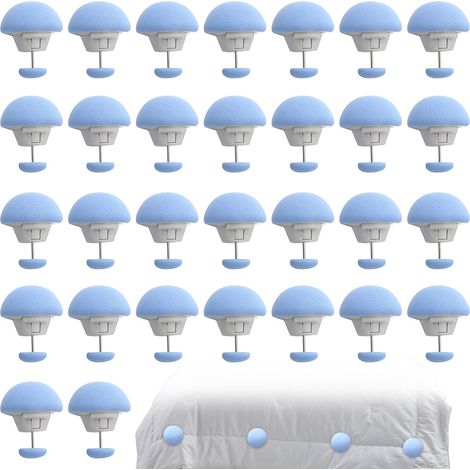 Attache Couette, 30 Pièces Champignon Clip Couette, Longueur Broche 30 mm Pince Couette, Plastique Bleu, Support Courtepointe, pour Plupart Épaisseurs Courtepointe (1/5)