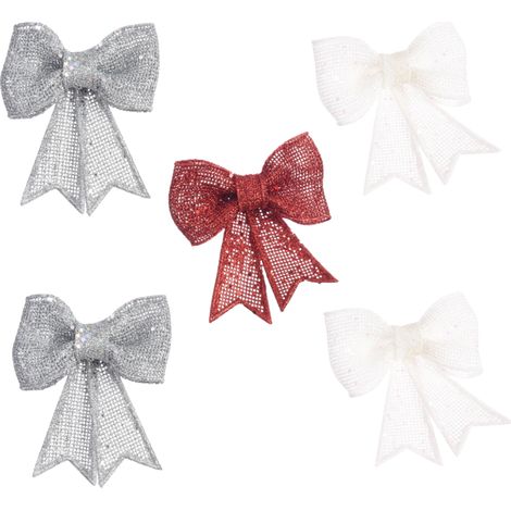 OFFERTA 5 FIOCCHI GLITTERATI DA APPENDERE 13CM COLORE ASSORTITO