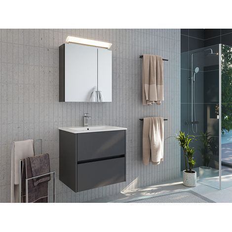 Badmöbelset Taifun 60cm 2tlg mit Spiegelschrank grafit