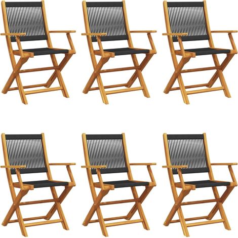 Maison Exclusive - Sedie da Giardino Pieghevoli 6pz Nere Legno Massello di Acacia