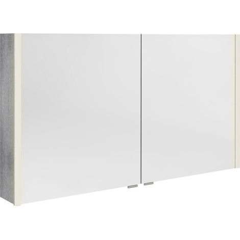 ALIX Armoire à miroir avec éclairage LED, 2x portes, 126x70x17,5cm, chêne argenté (1/2)
