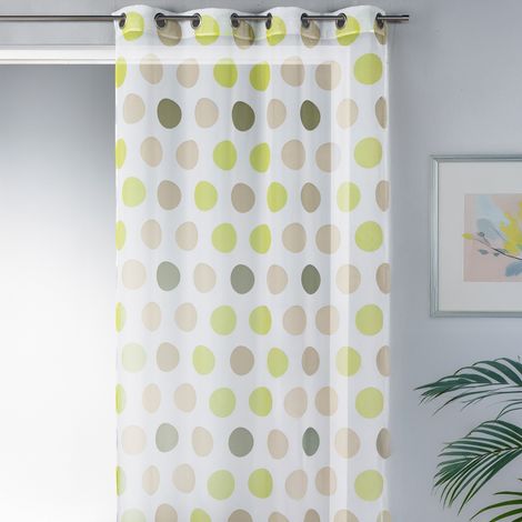 Voilage à motif de gros pois verts Vert 140x260 cm
