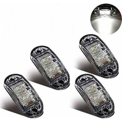 Feux de Gabarit Latéraux Feux De Dégagement LED pour 12V 24V Universel Remorque Camion Lorry Caravan Bus (4pcs Blanc)