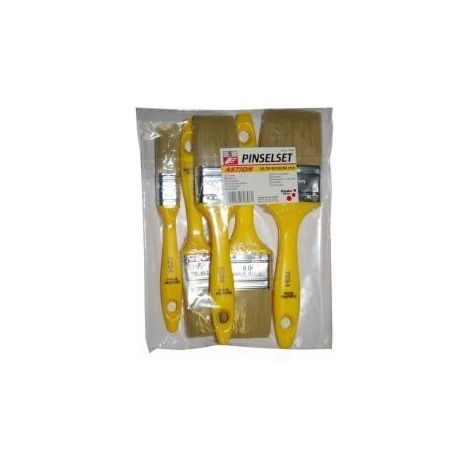 Pinceaux laqueur - SCHÜLLER - Lot de 5 - 20 mm à 60 mm - Soies blanches - Manche plastique jaune