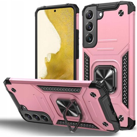 FUNDA PROTECTORA TRASERA ROSA SÓLIDA CON ANILLO PARA SAMSUNG GALAXY S22+ (1/5)