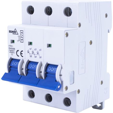 Disjoncteur 3P B 20A - Protection contre les surintensités - Rail DIN - IP20 (1/5)