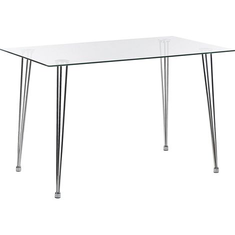 Dining Table WINSTON Silver 120 cm 70 cm Tempered Glass