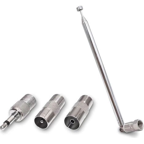 Dab Aerial FM Antenna for Hifi – 75 Ohm Telescopic Radio Antenna with 3 Adapters – Unbalanced F Type Connector for Stereo Receiver & Mini System – Improve Indoor FM DAB Radio Signal Reception