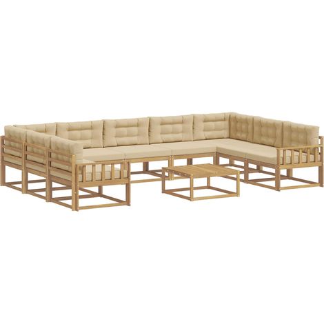 Outdoor Sofa Set with Cushion 10 pcs White and Beige vidaXL (1/5)