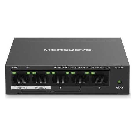 SWITCH DESKTOP 5 PORTE GIGABIT 10/100/1000 MBP DI CUI 4 POE+ (1/4)