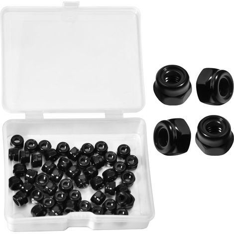 50Pcs M3 x 0,5 mm Contre-écrous, contre-écrous hexagonaux métriques autobloquants en nylon insérés Écrou de sertissage en acier inoxydable 304 plaqué zinc noir pour auto, machine, meubles (1/5)