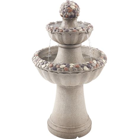Fontaine Extérieure de Jardin, Hauteur 93 cm, Cascade Moderne à 2 Niveaux, Fontaine en Fibre de Verre et Résine, avec Pompe à Eau, pour Jardins, Terrasses, Arrière-cour, Décoration d'Intérieur (1/5)