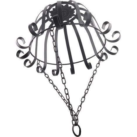 Poterie Panier mural en métal noir suspendu Pot de fleurs pour jardin intérieur/extérieur avec design flexible (1/5)