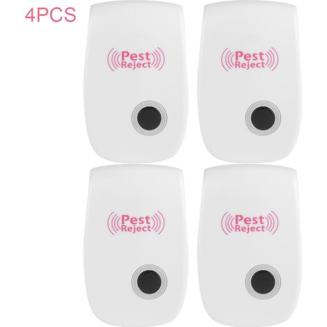 Lot de 4 répulsifs électroniques à ultrasons anti-moustiques, cafards, rongeurs et nuisibles pour intérieur, prise UE. (1/5)
