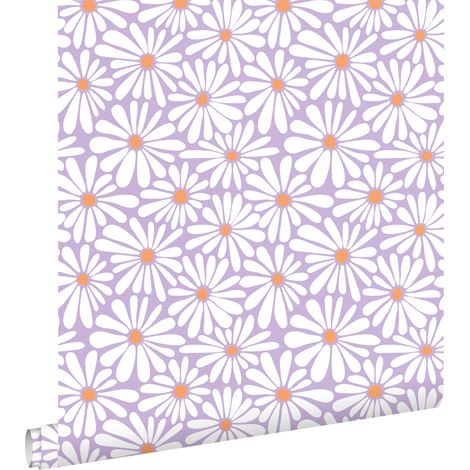 papier peint marguerites lilas violet et orange  - ESTAhome (1/5)