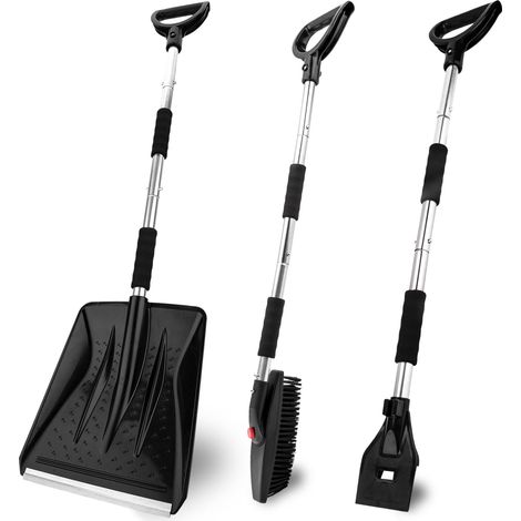 Kit Pelle Neige Portable 3 1 grattoir Glace Brosse Neige kit d urgence Pliable Jardin Camping Voiture Camion Autres activités Plein (1/4)
