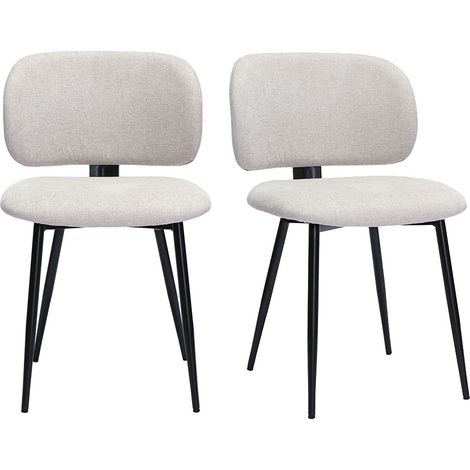 Sillas de tela de terciopelo texturizado beige y metal negro (juego de 2) ATRIUM (1/5)
