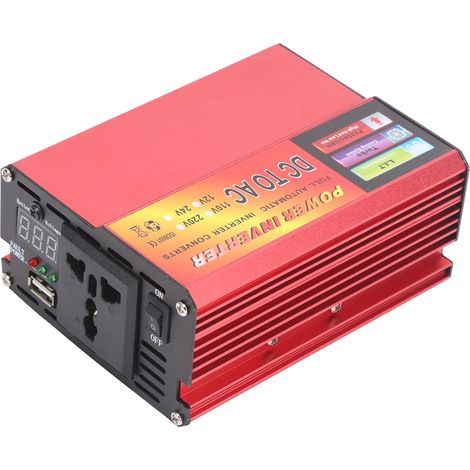 300-W-Kfz-Wechselrichter mit LCD-Digitalanzeige, Gehäuse aus Aluminiumlegierung, USB-Ladefunktion für Mobiltelefone (DC 12 V auf AC 110 V) (1/5)