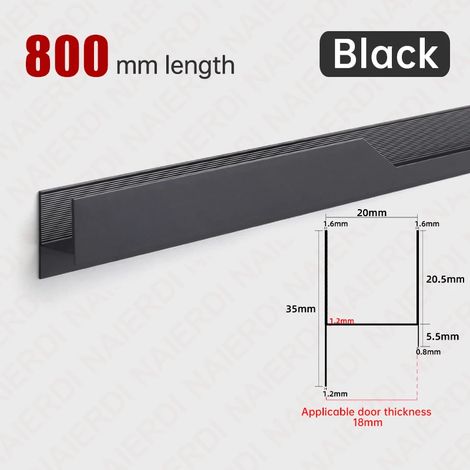 Poignées de porte longues Black Lightning (noires, 800 mm) en alliage d'aluminium, pour meubles et placards. (1/5)