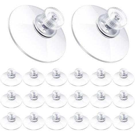 Ventouses en Plastique 40 mm Ventouse en PVC Transparent Support d'Aspiration Adhésif Puissant avec Écrou à Vis pour Tissu d'Ombre de Voiture Porte Verre Fenêtre Salle de Bain (20 Pièces)