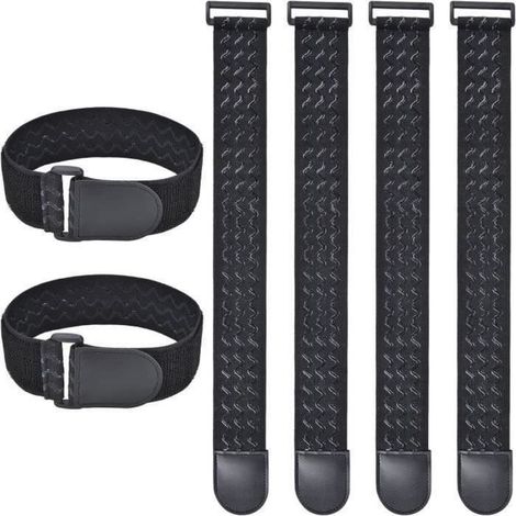 Sangle élastique avec Rayures Antidérapantes - 6pcs - Noir - 46x5CM - Caoutchouc (1/4)