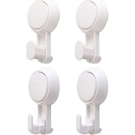 SABIR Crochet Ventouse Lot de 4 Crochet Mural sans Perçage & Réutilisable 1 Seconde d'Installation Rotation à 360° Charge 5KG Impérable Organisateur pour Carrelage Paroi de la Douche Salle de Bain (1/5)