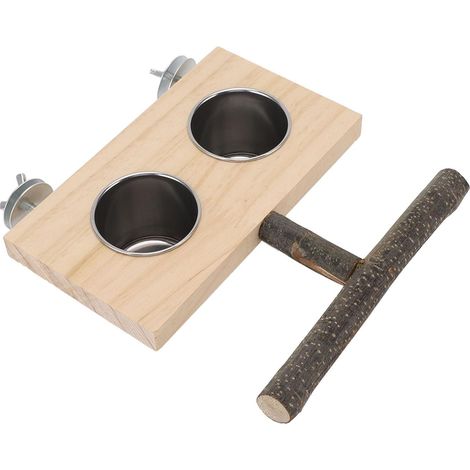 Mangeoire à Oiseaux pour Cage, Perchoir en Bois avec Gobelet, Station d'alimentation pour Perruches, Calopsittes, Cardinaux, Pinsons, Merles Bleus, Fournitures D'arrosage Oiseaux (1/5)