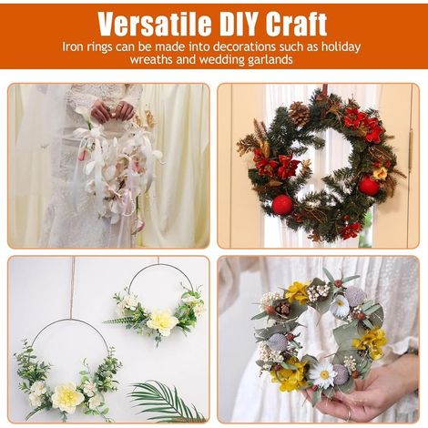 9 schwarze Metallringe, 20/25/30 cm Durchmesser, DIY-Kranz für Hochzeiten, Makramee-Traumfänger, Dekoration mit Trockenblumenreifen, Wanddekoration, Weihnachtsgirlande (1/4)
