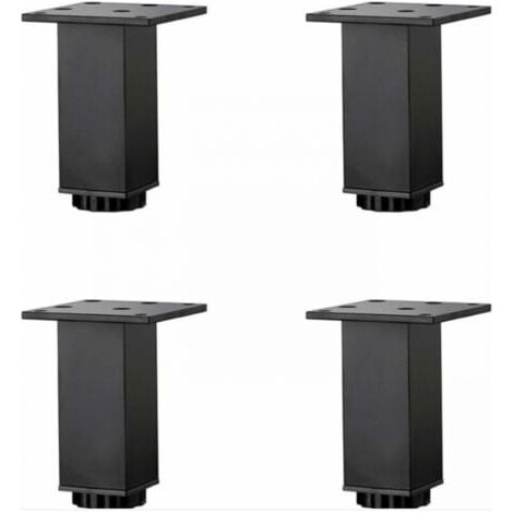 4 Pièces (10cm/3.9in)Pieds de Meubles en Alliage D'aluminium Réglables en Hauteur,Pieds de Table Basse de Canapé,Pieds D'armoire de Salle de Bain de Lavabo,Noir Mat,avec Vis (1/5)