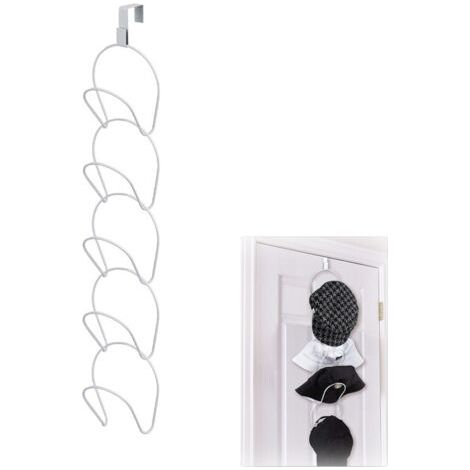 Porte-Chapeaux Anneaux Métal Porte-Casquettes Multicouche Porte-Manteaux Monté sur Porte avec 1 Crochet de Porte pour Casquettes de Baseball Serviettes Écharpes (Blanc)