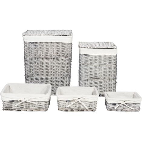 Set of 5 Baskets ELLA Willow Wood Grey 50/86 L (1/5)