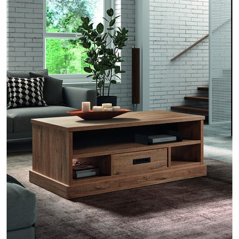 Table basse style rustique coloris chêne Perrine (1/5)