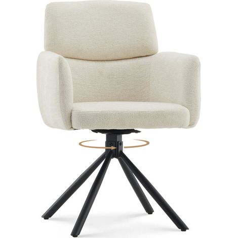 CLIPOP 1PC Chenille Swivel Living Room Armchair, 360 Rotating Base Tub Chair Luxurious with Padded Seat for Dining Room Bedroom Vanity Breakfast Beige (1/4)