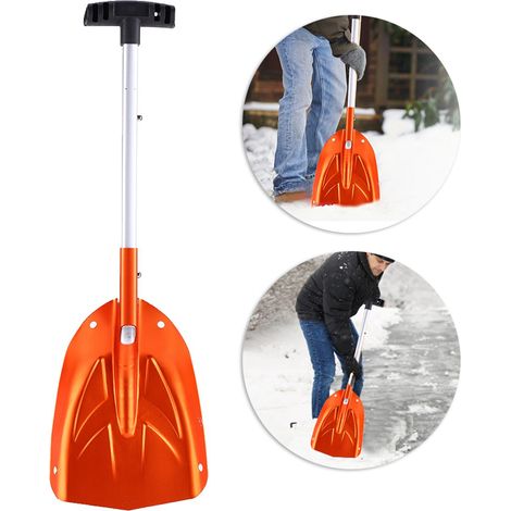Pelle à neige télescopique détachable en alliage d'aluminium, outil d'extérieur orange pour l'hiver (1/5)