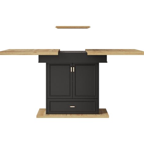 Table à manger extensible en MDF avec rangement - 110-140 x 80 x 75 cm, pour cuisine et séjour (1/5)
