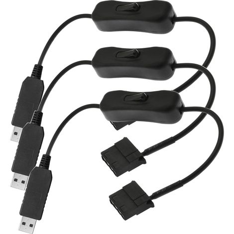 5V vers 12V USB PC câble d'alimentation de ventilateur,USB vers 3Broches et 4Broches Câble de Ventilateur de Boîtier,Câble Adaptateur USB vers 4 Pin Molex Ventilateur avec Interrupteur
