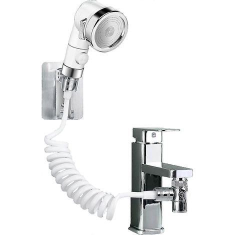 Ensemble de douchette pour lavabo, compatible avec les robinets de cuisine et flexibles. Douchette de salle de bain idéale pour se laver les cheveux ou nettoyer les animaux. (1/5)