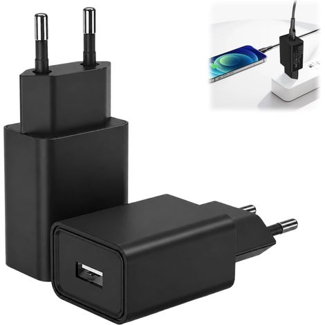 2 Pièces Chargeur 5V 2A, Adaptateur Secteur USB 10W avec Prise USB A, Chargeur USB 5V 2A pour Téléphones Portables, Tablette, Écouteurs, Lampe LED, Routeur Et Appareils USB, Noir (1/5)