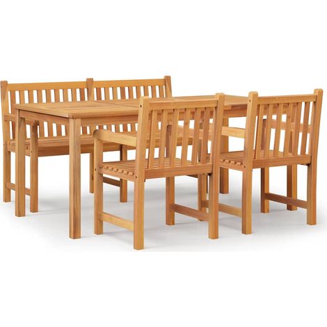 Maison Exclusive - 4-tlg. Garten-Essgruppe Massivholz Teak (1/5)